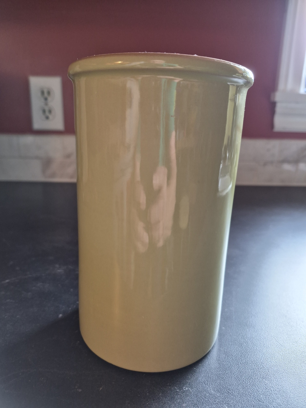 Vintage Italian Lime Green Terracotta Wine Chiller/Utensil Crock
